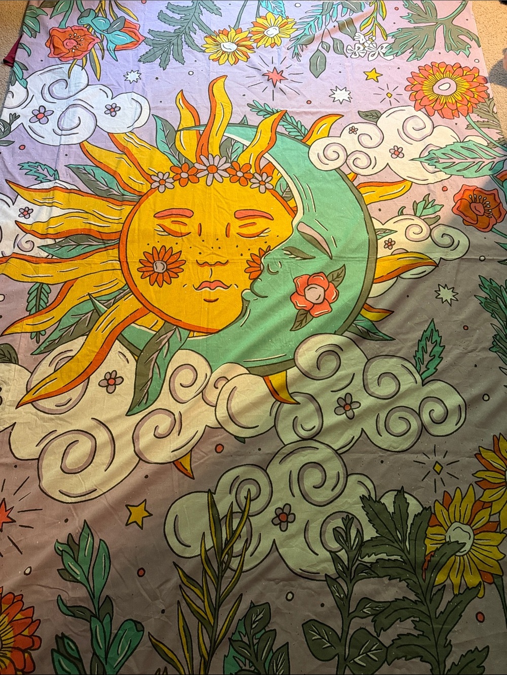Boho Sun & Moon Lavender Tapestry - Picture 2 of 4